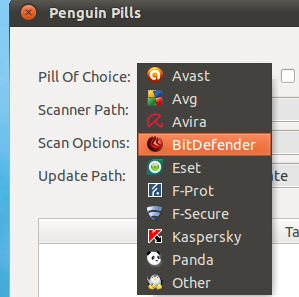 Penguin Pills - A Single GUI For 9 Popular Linux Antivirus Programs