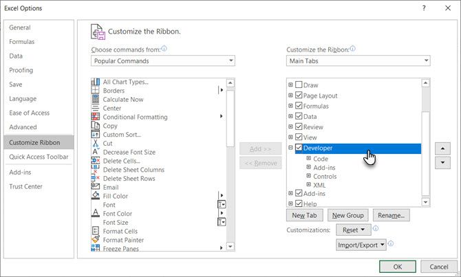 So erstellen Sie eine Checkliste in Microsoft Excel - Excel Add Developer Tab