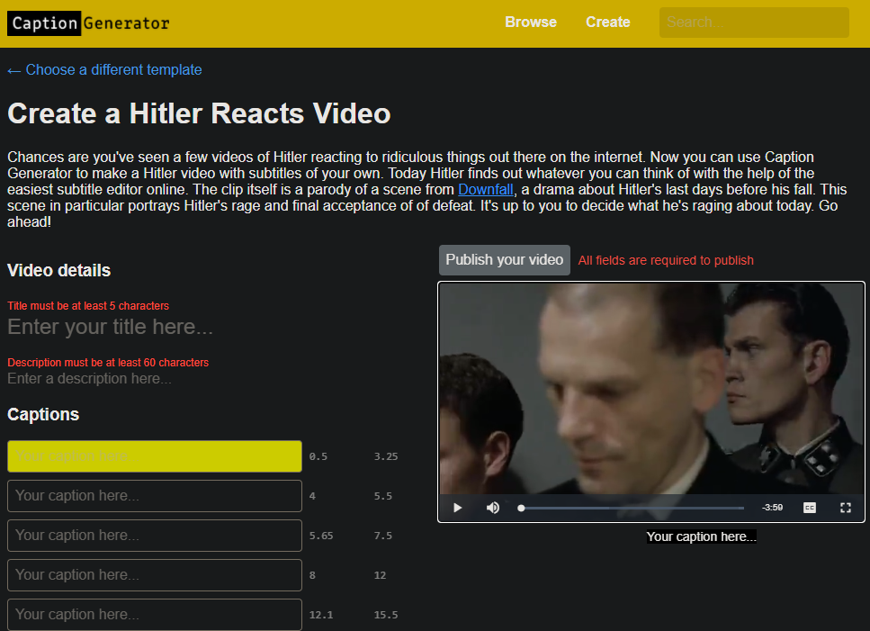 So erstellen Sie Ihre eigene Hitler-Video-Meme-Parodie mit Untertiteln - Hitler Reacts Video