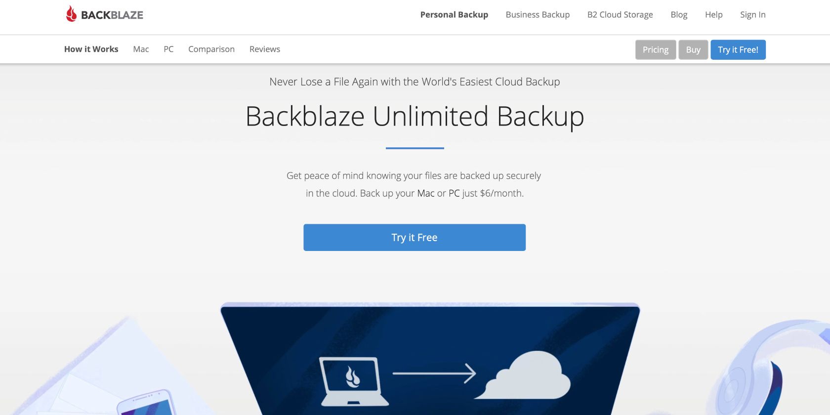Backblaze website homepage - 8 alternative per Mac Time Machine per il backup dei dati