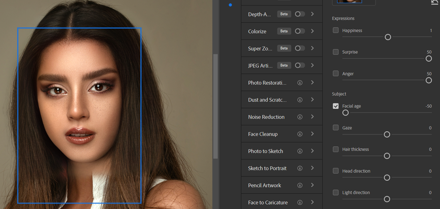 17 Facial Age 50 - Come utilizzare la funzione Ritratto intelligente di Photoshop: una guida per principianti