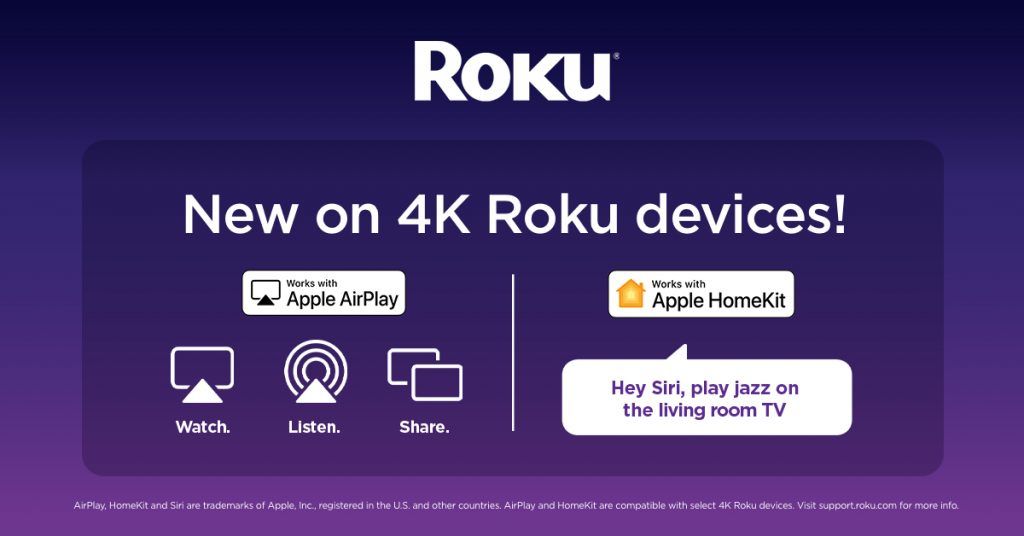 AppleAirPlay roku - I dispositivi Roku 4K ora supportano Apple AirPlay e HomeKit