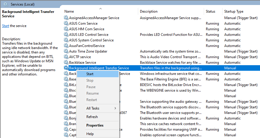 Windows Start Service - Come risolvere il codice di errore di Windows Update 0x80240fff in Windows 10