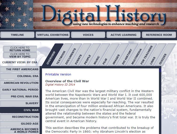 digital history civil war - I 7 migliori programmi di storia online homeschool gratuiti