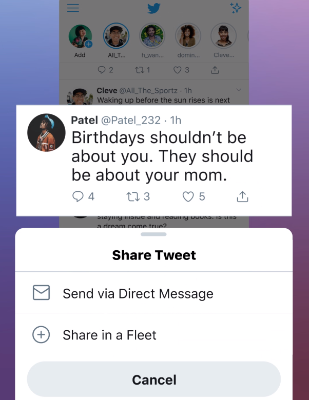 fleet sharing menu - Twitter presenta Fleets, una forma temporanea di tweeting