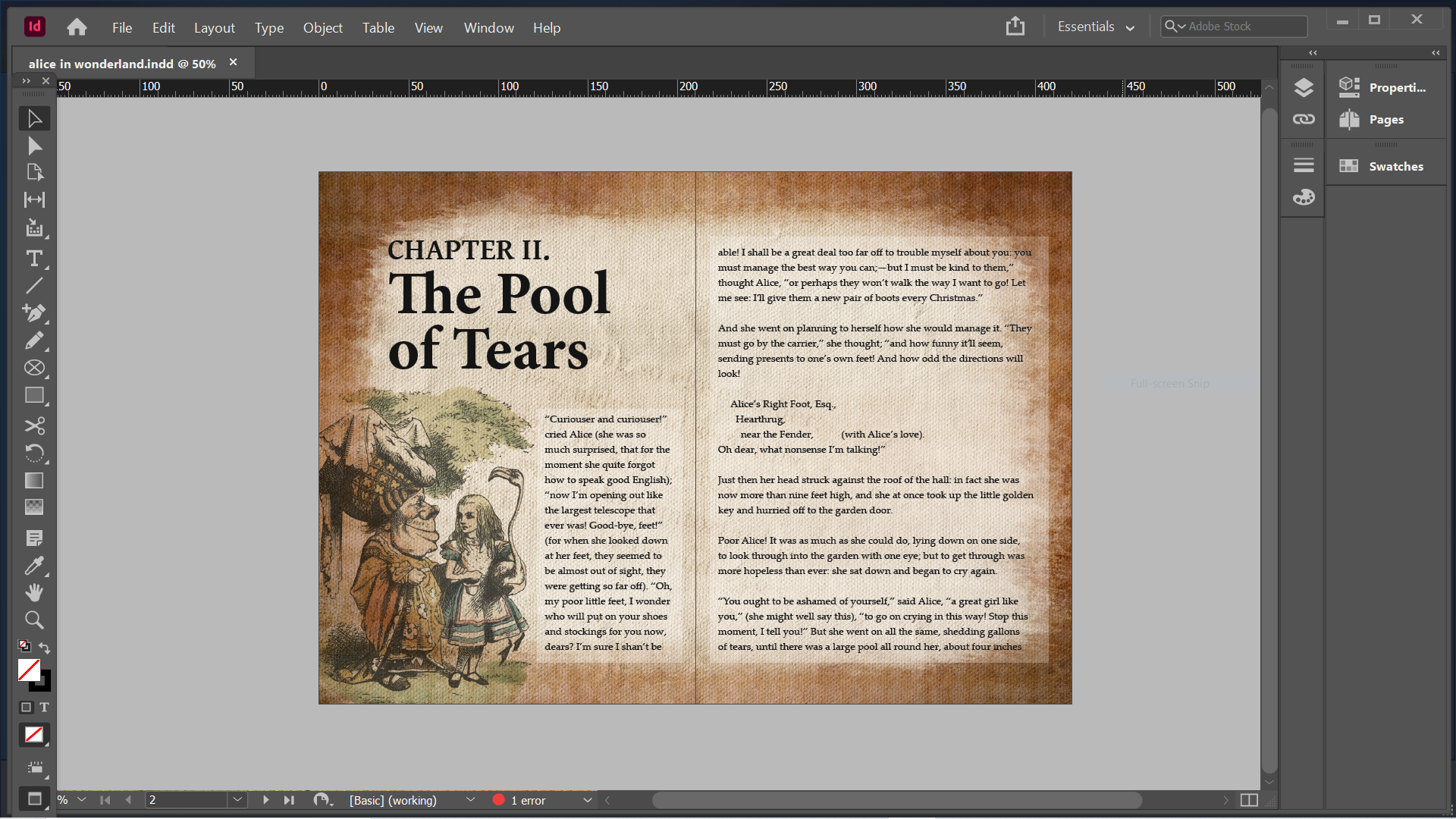 indesign alice in wonderland document - Come utilizzare Adobe InDesign Story Editor