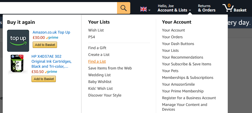 Amazon wish list uk